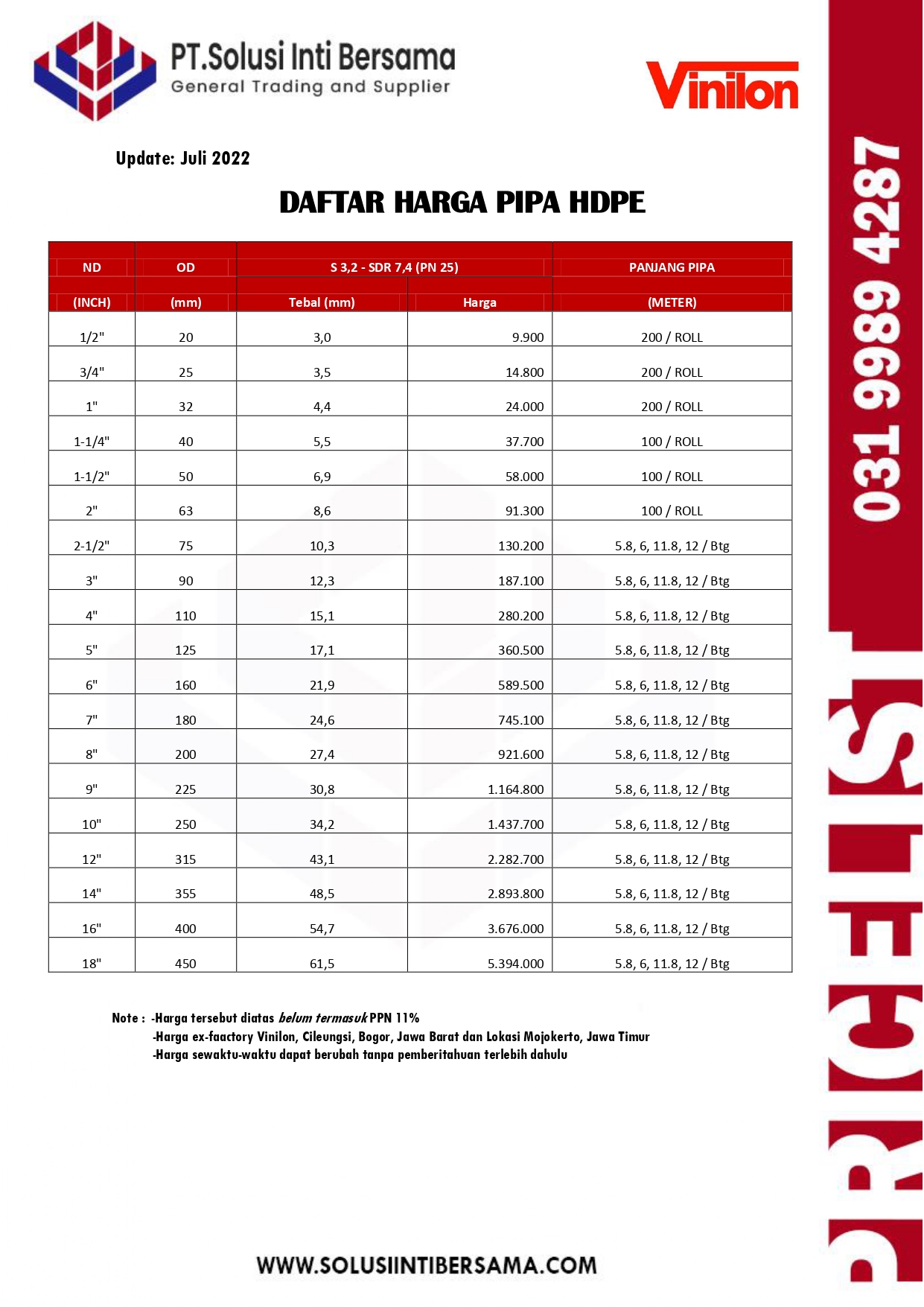 daftar harga pipa hdpe vinilon https://www.hargapipahdpe.com/